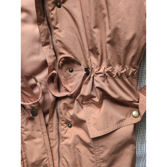 LOFT Women's L Mauve Pink Puffer Duvet Coat Jacket Mid Length Hood & Pockets - Picture 8 of 12